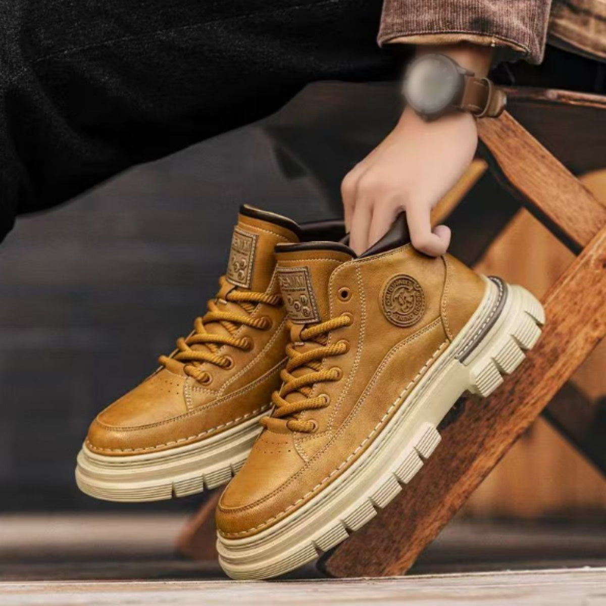 【Časovno omejena posebna ponudba】【39-44】💪 Jesenske in zimske retro visoke moške čevlje, retro britanski slog