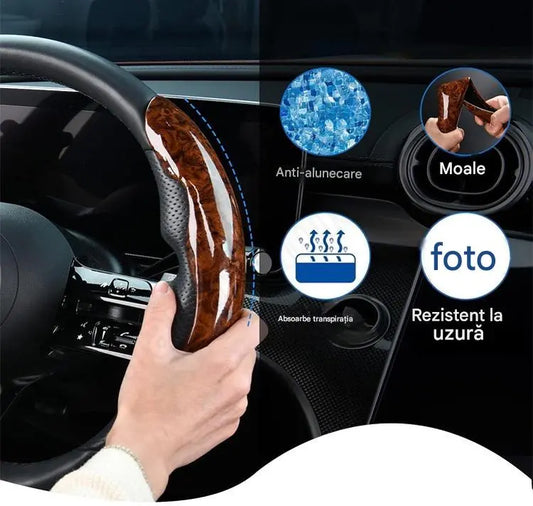 🚗【1 Set de 3 Bucăți】👍👍Husă volan auto antiderapantă din lemn