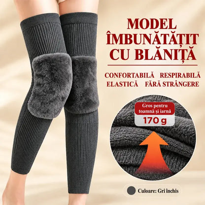 🦵 Genunchiere Călduroase de Iarnă · Model Extra Lung cu Căptușeală Pufoasă · Protecție Extinsă pentru Genunchi și Picioare!
