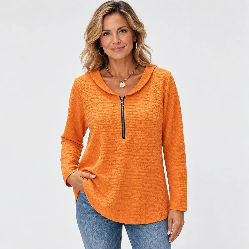 ✨Nou: La jumătate de preț✨ 【Mărimi S–5XL / 5 culori】Bluză uni cu guler Peter Pan – perfectă pentru suprapuneri sau pentru a fi purtată ca atare!