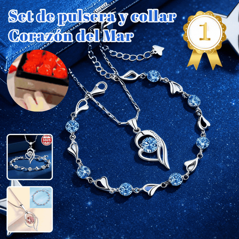 ✨✨Set pulsera de plata 925 + collar Corazón del Océano