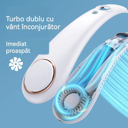 💨 Ventilator Portabil pentru Gât cu Aer Condiționat – Extrem de Silențios, Portabil și Rotativ la 360° – Ideal pentru Vară 🌞