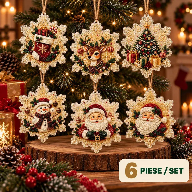 🎄 Set 6 Decorațiuni DIY de Crăciun cu Diamante – Proiect Creativ pentru Familie, Perfecte pentru Brad, Fereastră sau Cadouri!