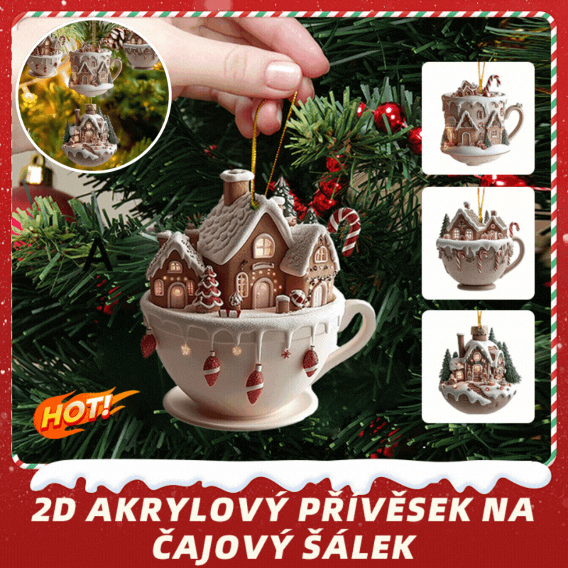 🎄✨🎁Oferta limitowana! 🔥 Nowa świąteczna ozdoba samochodowa w kształcie kuli śnieżnej z choinką i akrylowym brelokiem w formie kubka kawy – idealna do dekoracji wnętrza i nadwozia Twojego auta.