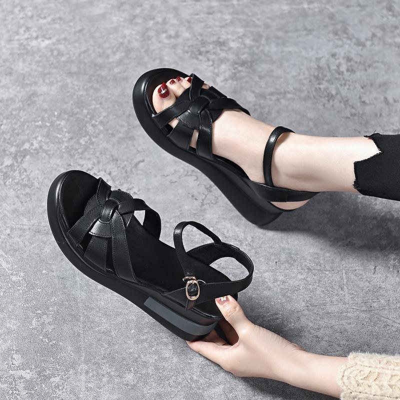 💞【Reducere 45%】【Mărimi 35-40】Sandale noi cu platformă din piele naturală