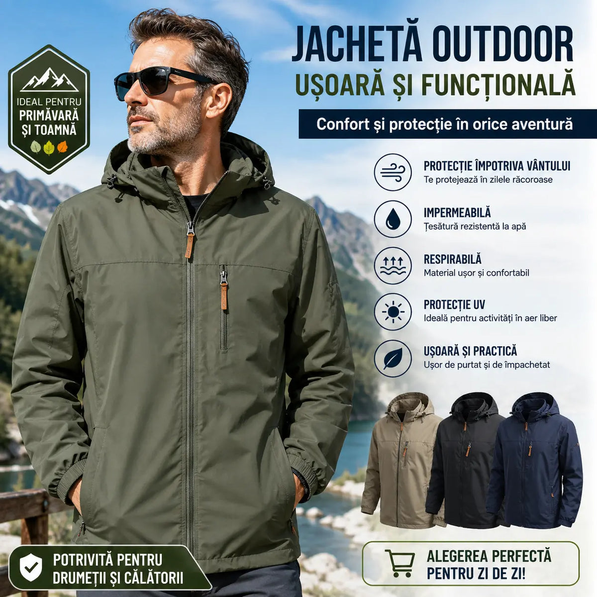 🧥 Jachetă casual cu glugă · Croială lejeră · Mărimi mari · Ofertă limitată