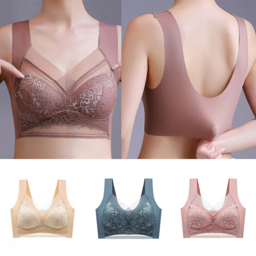 🔥Último día 45% de descuento【4 piezas】👙【40-110 kg】Sujetador de encaje sin costuras, cómodo y de alta calidad