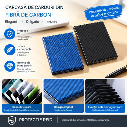 🛡️✨ Suport pentru carduri din oțel inoxidabil cu protecție RFID – Portofel pentru carduri cu protecție împotriva demagnetizării, compact și portabil 💳