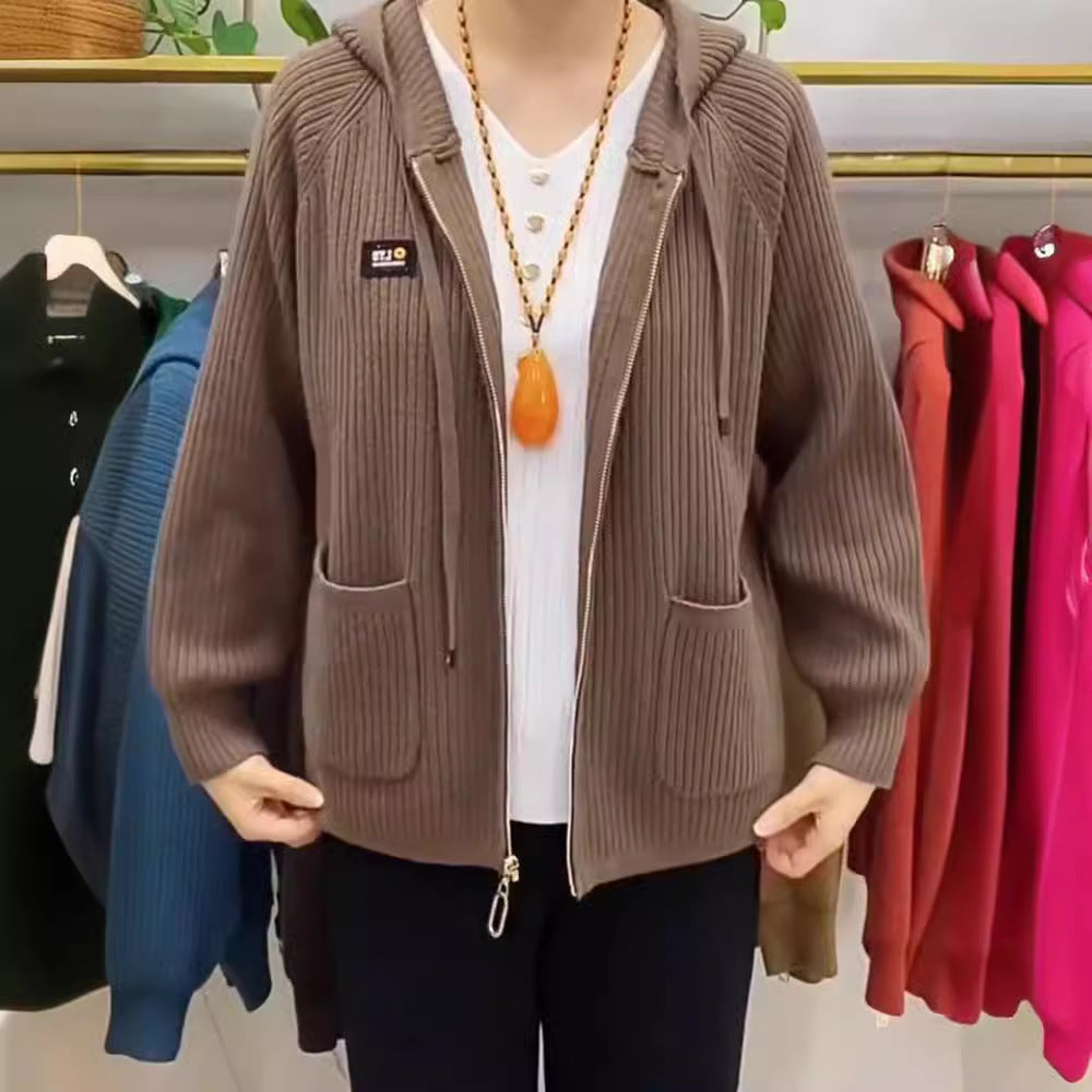 🏆【45-80 kg】💖New Vertical Stripe Hooded cu glugă Monogrammed Zip Top