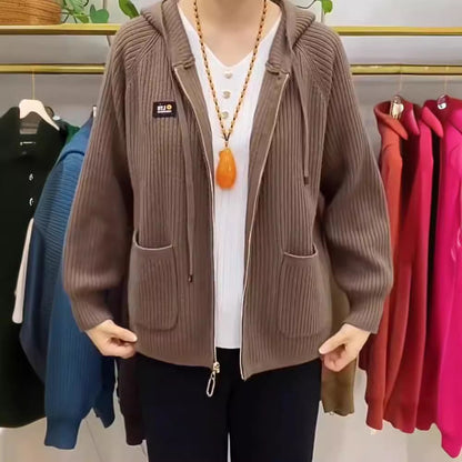 🏆【45-80 kg】💖New Vertical Stripe Hooded cu glugă Monogrammed Zip Top