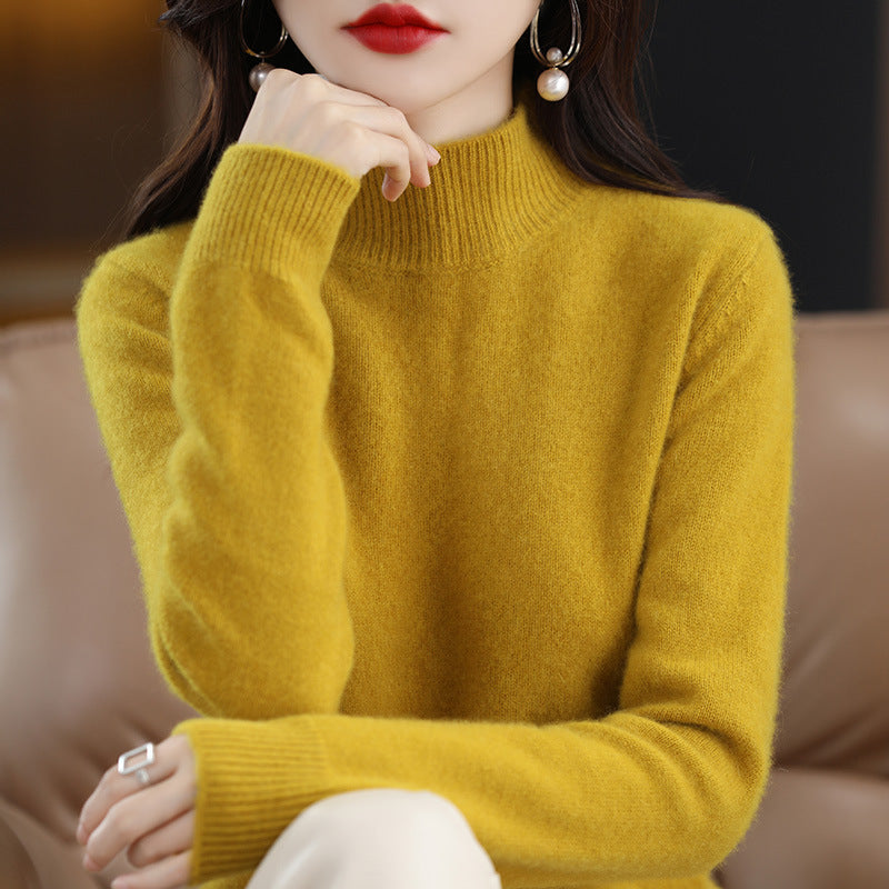 🔥Estilo otoño-invierno🔥Jersey de punto con medio cuello y manga larga, universal