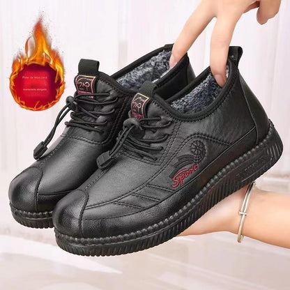 【35-41】Zapatos cálidos de felpa de cuero suave de alta calidad para mujer, suaves y antideslizantes.