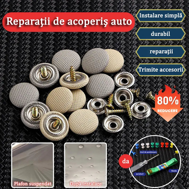 【30 buc】Pânza de pe acoperișul mașinii cade, reparați catarama de fixare a cuielor Modificare și recondiționare interior a mașinii chins fără demontare (kit de instrumente de instalare + șurubelniță + prosop inclus)