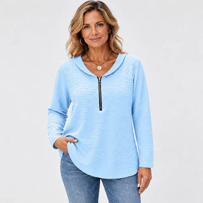 ✨Nou: La jumătate de preț✨ 【Mărimi S–5XL / 5 culori】Bluză uni cu guler Peter Pan – perfectă pentru suprapuneri sau pentru a fi purtată ca atare!
