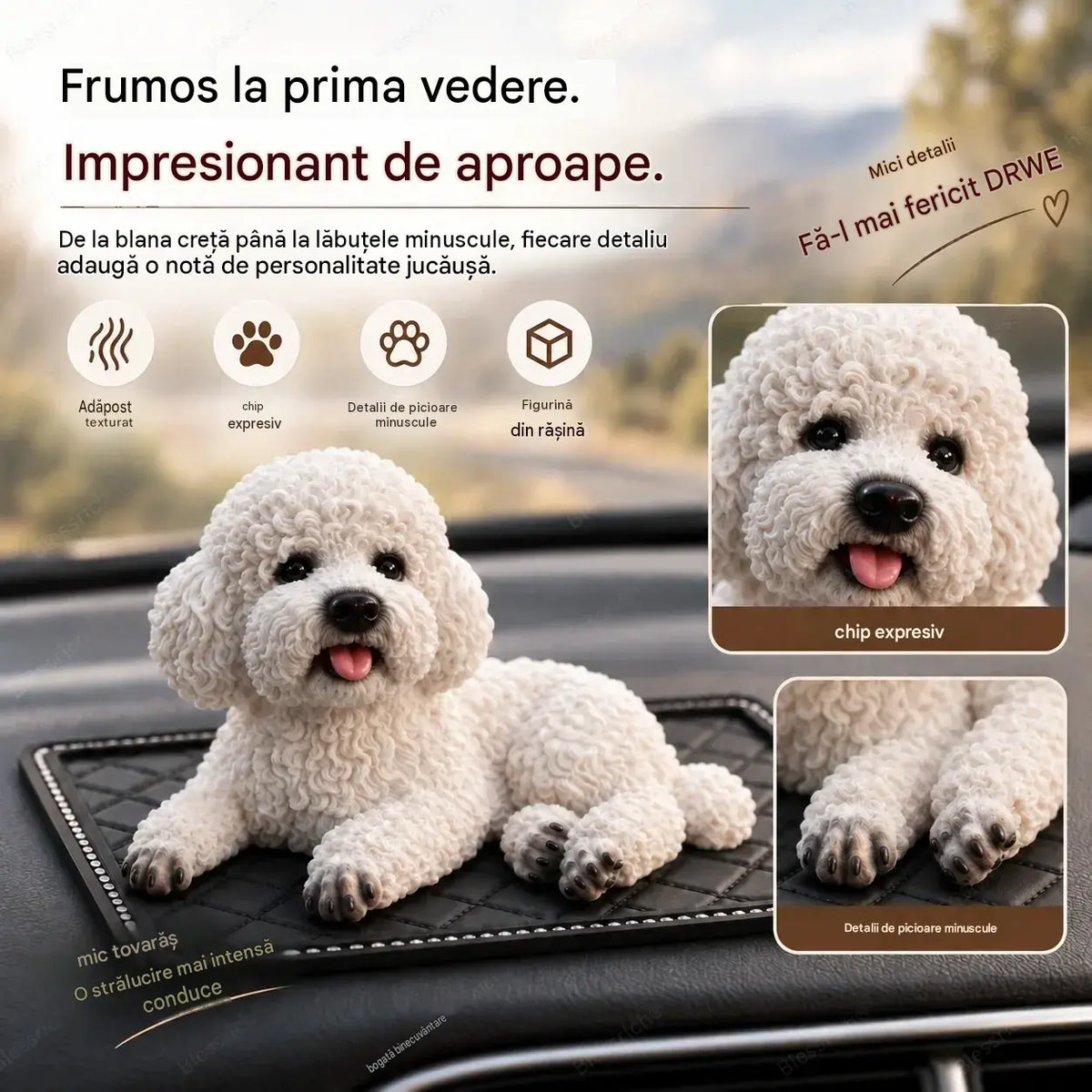 🐶✨Ornament auto în formă de pudel: cea mai adorabilă îmbunătățire pentru bordul mașinii