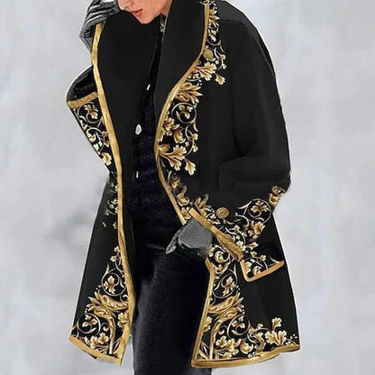 💐🧥【S-3XL】Abrigo de lana fina y gruesa con solapa estampada europea y americana.