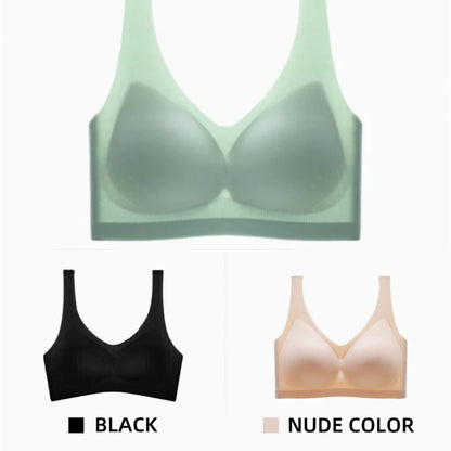 ❤️【3 bucăți】❤️【M-5XL】Sutien ultra-subțire din mătase de gheață fără cusături【Pachete cu reducere】