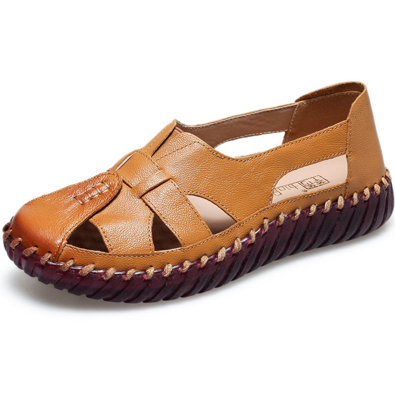 💞【Mărimi 35-41】Sandale plate pentru femei, sandale din piele naturală cu talpă moale