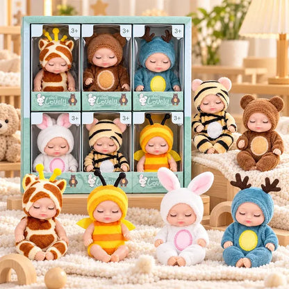 👶 Set cadou Păpuși Bebeluş Reborn Înfășate în Costume de Animăluțe! Chipuri Adorabile de Bebeluşi Care Dorm · Set de 6 Păpuși în Cutie Cadou · Cadoul Perfect pentru Copii!