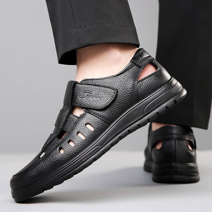 【39-45】👞Sandale bărbătești respirabile, casual, din piele naturală, cu design perforat, colecția de vară 2026.