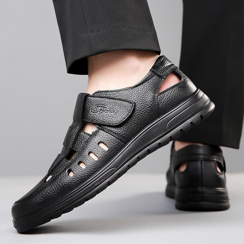 【39-45】👞Sandale bărbătești respirabile, casual, din piele naturală, cu design perforat, colecția de vară 2026.
