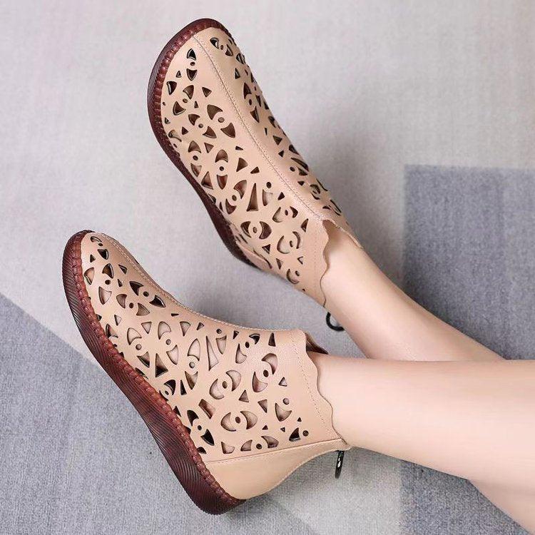 👡【35-42】2026 Noi pantofi casual din piele moale Hollow Out Flat