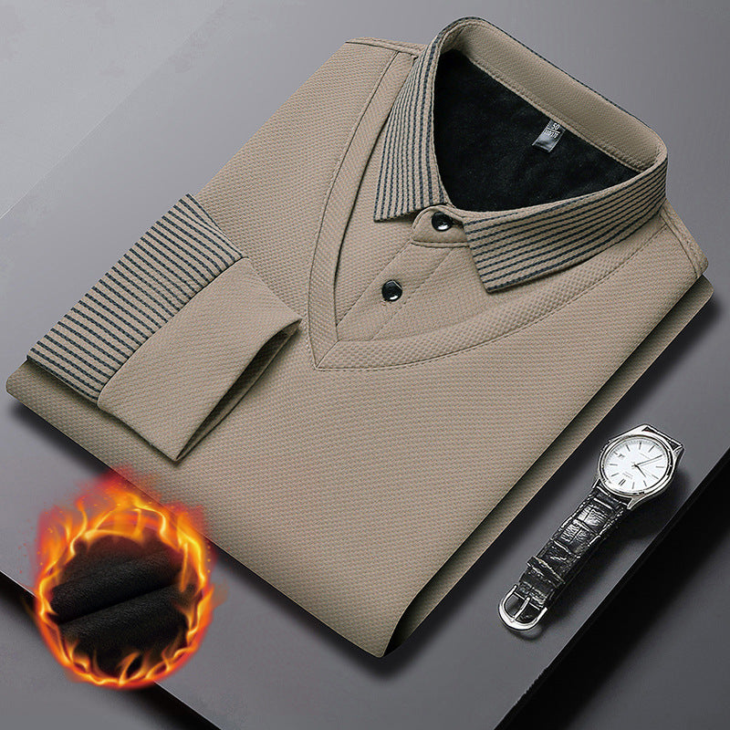 【M-4XL】 👔 Tricou Polo Bărbătesc cu Mânecă Lungă "2 în 1" · Căptușit și Călduros · Design Elegant cu Guler Clasicsi Mâneci cu Dungi · Stil Casual & Business!