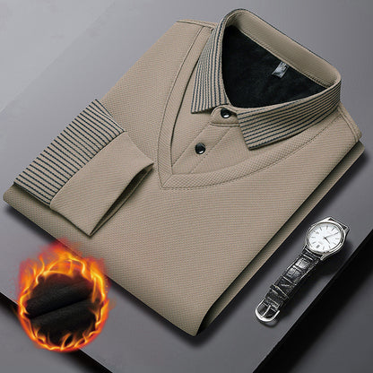 【M-4XL】 👔 Tricou Polo Bărbătesc cu Mânecă Lungă "2 în 1" · Căptușit și Călduros · Design Elegant cu Guler Clasicsi Mâneci cu Dungi · Stil Casual & Business!
