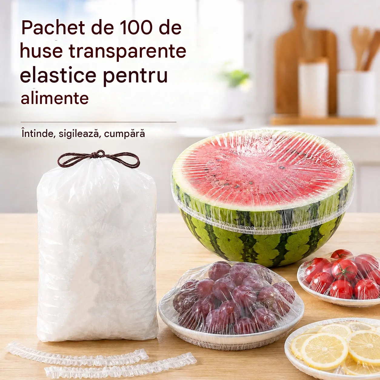【200 bucăți】Film transparent de unică folosință, ideal pentru recipiente și alimente. Se potrivește perfect, asigură o etanșare bună și este ușor de utilizat